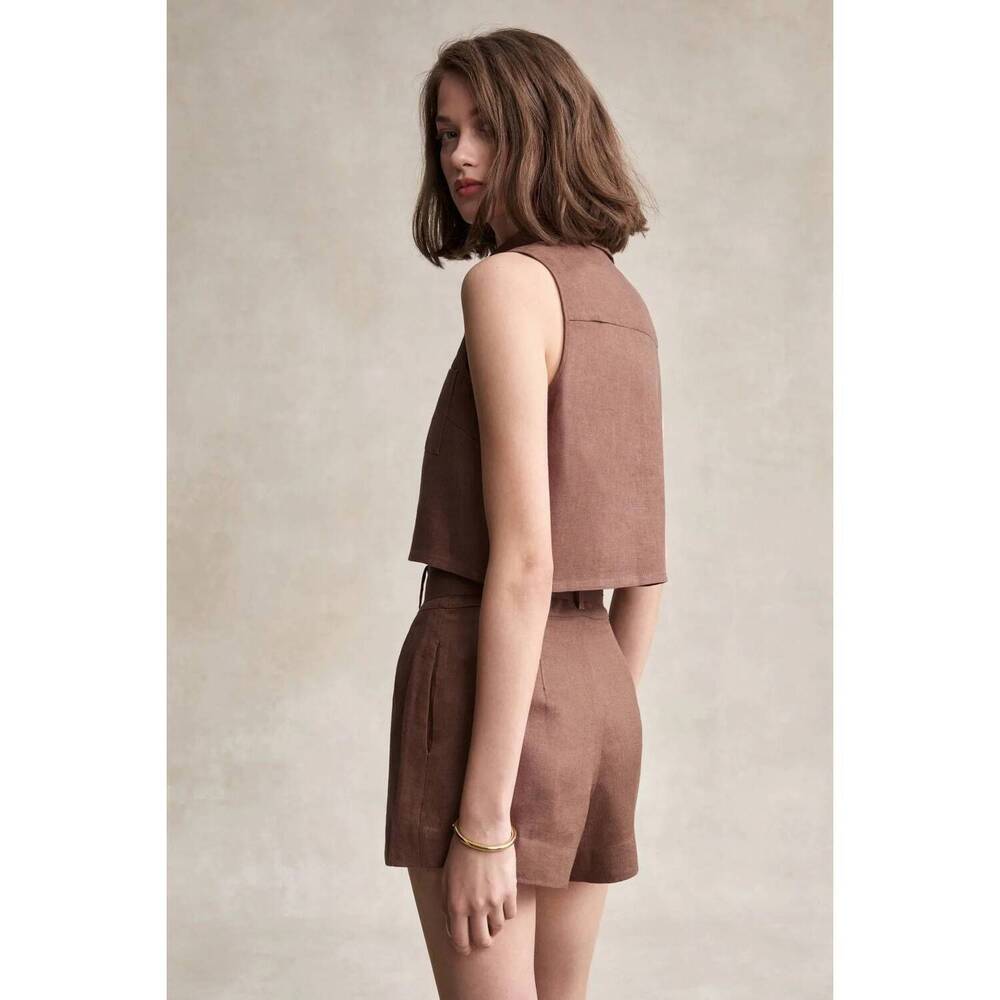 NEW HEVRON katja sleeveless top in chocolate - Picture 2 of 3